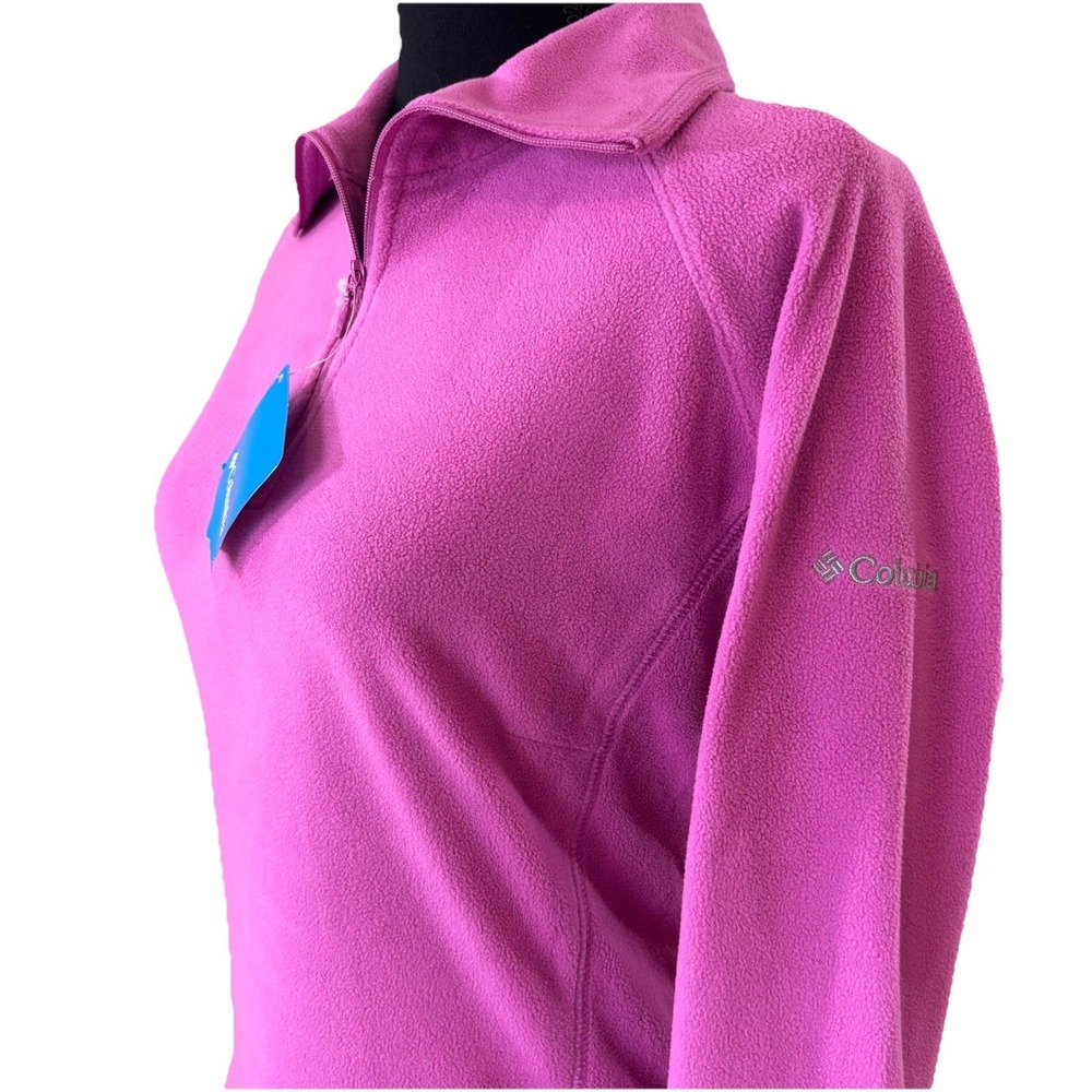New Columbia Pink Quarter Zip Fleece Pullover Soft Warm Lightweight Size Small - Picture 6 of 10